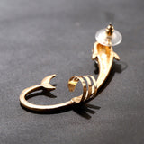 Vintage Dolphin Rhinestone Dolphin Clip Earrings 