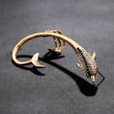 Vintage Dolphin Rhinestone Dolphin Clip Earrings 