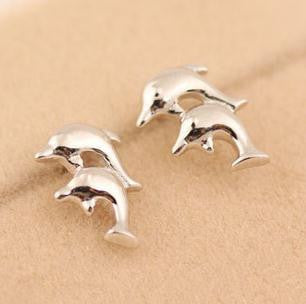 Silver Plated Simple & Elegant Dolphin Earrings 