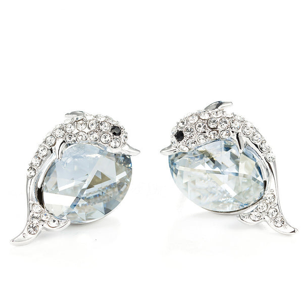 Crystal Dolphin Stud Earrings featuring Swarovski 