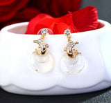 Lovely 18K gold plated dolphin earrings with crystal dome 