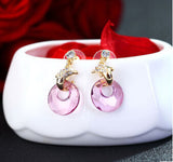 Lovely 18K gold plated dolphin earrings with crystal dome 