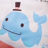 Blue Dolphin on White Cartoon Bedding Set 4-pieces 