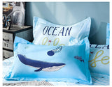 Cartoon Printed Dolphin Bedding Set 100% Cotton - 4 Pieces 