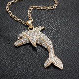 Crystal Dolphin Necklace With AAA Rhinestone Pendant - Silver/Gold Colour 