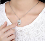 Stunning  AAA Austrian Zircon  White Gold Plated Owl Pendant Necklace 