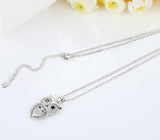 Stunning  AAA Austrian Zircon  White Gold Plated Owl Pendant Necklace 