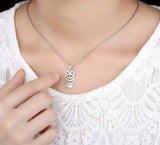 Retro Owl AAA Austrian Zircon  White Gold Color Pendant Necklace For Her 