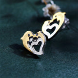 Elegant Dolphin Heart Necklace and Earrings Dolphin Jewelry Set 