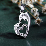 Elegant Dolphin Heart Necklace and Earrings Dolphin Jewelry Set 
