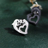 Elegant Dolphin Heart Necklace and Earrings Dolphin Jewelry Set 