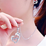 Elegant Dolphin Heart Necklace and Earrings Dolphin Jewelry Set 