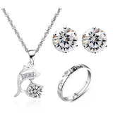 Wonderful Silver Plated Rhinestone Dolphin Jewelry Set 