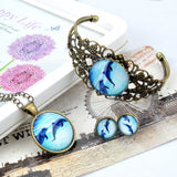 Vintage Ocean Pendant Dolphin Jewelry Set 