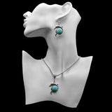 Vintage Antique Dolphin Turquoise Pendant Jewelry Set 
