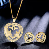 Elegant Double Dolphins Cubic Zircon Jewelry Set 