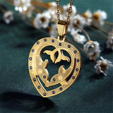 Elegant Double Dolphins Cubic Zircon Jewelry Set 