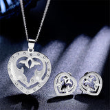 Elegant Double Dolphins Cubic Zircon Jewelry Set 
