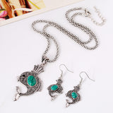 Bohemia Turquoise African Blue Bead Dolphin Jewelry Set 