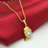 Beautiful 24K Gold Plated Crystal Dolphin Pendant Necklace 