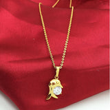Beautiful 24K Gold Plated Crystal Dolphin Pendant Necklace 