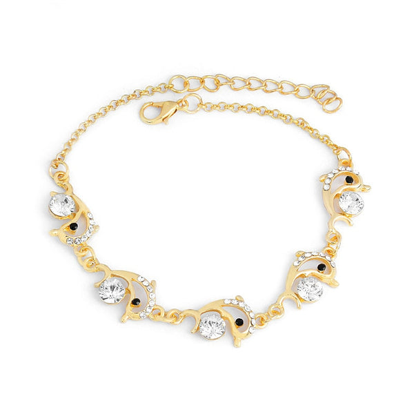 Totally Hot Austrlian Crystal Leaping Dolphin Link Chain Bracelet 