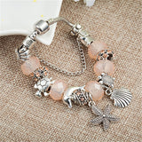 Lovely Starfish Turtle Dolphin Crystal/Glass Beads Bracelet 