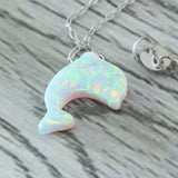 Stunning White Dolphin Opal Stone Pendant Choker Necklace 