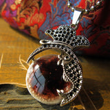 Bohemian Style Natural Stone Beads Pendant Dolphin Necklace 