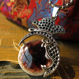 Bohemian Style Natural Stone Beads Pendant Dolphin Necklace 