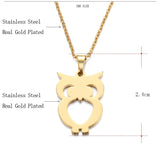 Stainless Steel Lovers Owl Necklace -  (Available in Gold And Silver Color) 