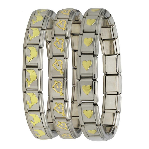 Stainless Steel Bracelet Bangle (Choose from Gold Heart, Flower, Butterfly and Dolphins) 