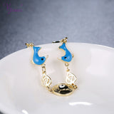 Absolutely Gorgous Gold Plated Blue Dolphin and Heart Bracelet 