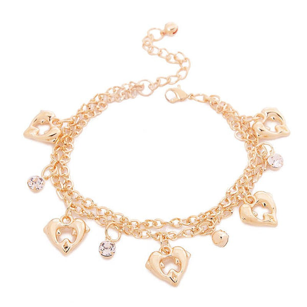 Gorgeous Heart and Rhinestone Dolphin Anklet 
