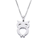 Stainless Steel Lovers Owl Necklace -  (Available in Gold And Silver Color) 