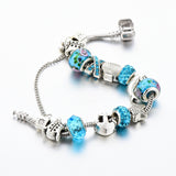 Ocean Style European Blue Crystal Glass Dolphin Charm Bracelet 