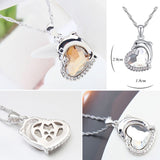 Swarovski Crystal Dolphin Heart Pendant Necklace - Various Stone Colours 