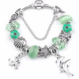 European Ocean Beach Seashell Turtle Dolphin Crystal Bead Bracelet (many colours to choose from) 