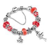 European Ocean Beach Seashell Turtle Dolphin Crystal Bead Bracelet (many colours to choose from) 