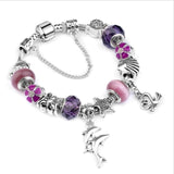 European Ocean Beach Seashell Turtle Dolphin Crystal Bead Bracelet (many colours to choose from) 