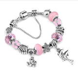 European Ocean Beach Seashell Turtle Dolphin Crystal Bead Bracelet (many colours to choose from) 