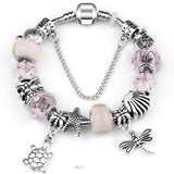 European Ocean Beach Seashell Turtle Dolphin Crystal Bead Bracelet (many colours to choose from) 