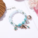 Sweet Marine Dolphin Shell Flower Charm Bracelet 