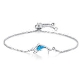 Fire Opal Dolphin Tibetan Silver/Rose Gold Bracelets for Women 