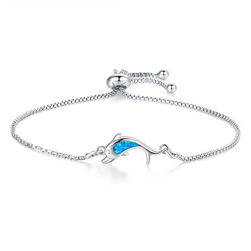 Fire Opal Dolphin Tibetan Silver/Rose Gold Bracelets for Women 
