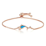 Fire Opal Dolphin Tibetan Silver/Rose Gold Bracelets for Women 
