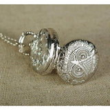 Absolutely Stunning Silver Color Quartz Pocket Watch Owl Necklace and Pendant 