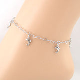 Intricate Heart Shaped Chain Dolphin Pendant Anklet 