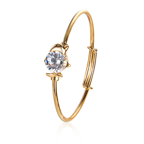Lovely 18k Gold Plated Austrian Crystal Dolphin Bangle 