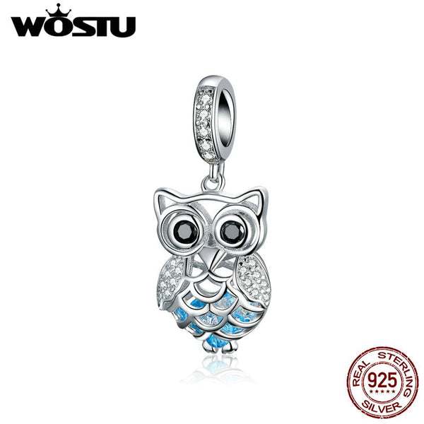 Lovely 925 Sterling Silver Owl Charms CZ Bead Fit Original Bracelet Pendant For Women 